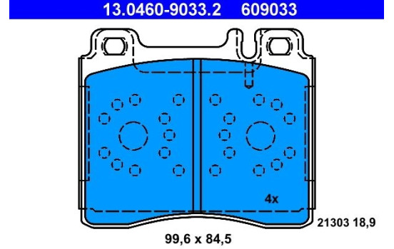 Brake Pad Set, disc brake 13.0460-9033.2 ATE
