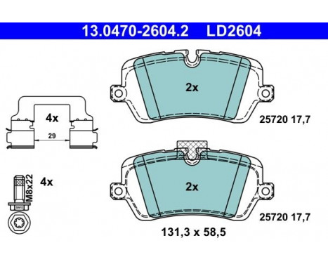 Brake pad set, disc brake 13.0470-2604.2 ATE