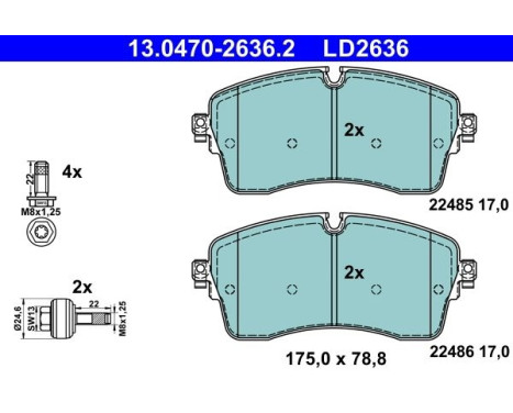 Brake pad set, disc brake 13.0470-2636.2 ATE