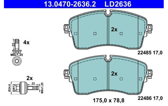 Brake pad set, disc brake 13.0470-2636.2 ATE