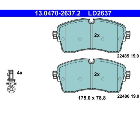 Brake pad set, disc brake 13.0470-2637.2 ATE