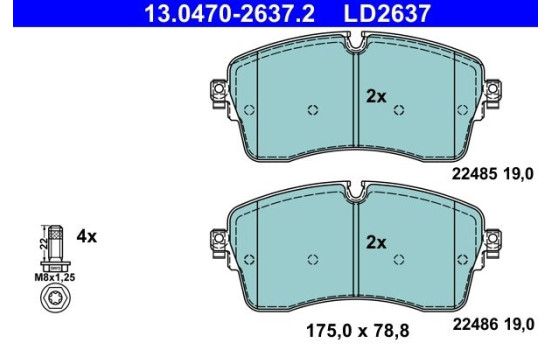 Brake pad set, disc brake 13.0470-2637.2 ATE