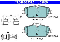 Brake pad set, disc brake 13.0470-2639.2 ATE