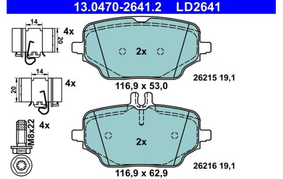 Brake pad set, disc brake 13.0470-2641.2 ATE