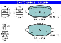 Brake pad set, disc brake 13.0470-2644.2 ATE