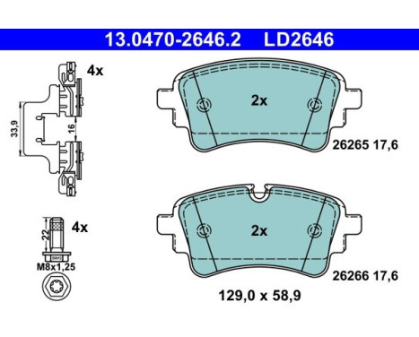 Brake pad set, disc brake 13.0470-2646.2 ATE
