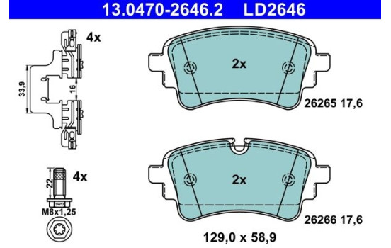 Brake pad set, disc brake 13.0470-2646.2 ATE