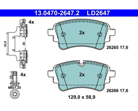 Brake pad set, disc brake 13.0470-2647.2 ATE