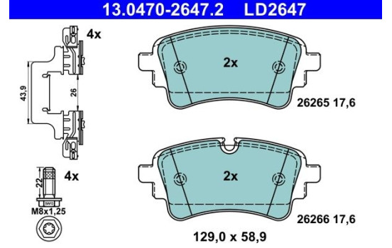 Brake pad set, disc brake 13.0470-2647.2 ATE
