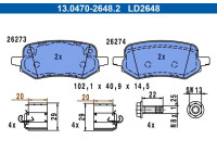 Brake pad set, disc brake 13.0470-2648.2 ATE