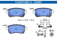 Brake pad set, disc brake 13.0470-2651.2 ATE