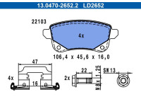 Brake pad set, disc brake 13.0470-2652.2 ATE