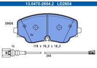 Brake pad set, disc brake 13.0470-2654.2 ATE
