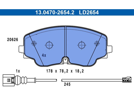 Brake pad set, disc brake 13.0470-2654.2 ATE