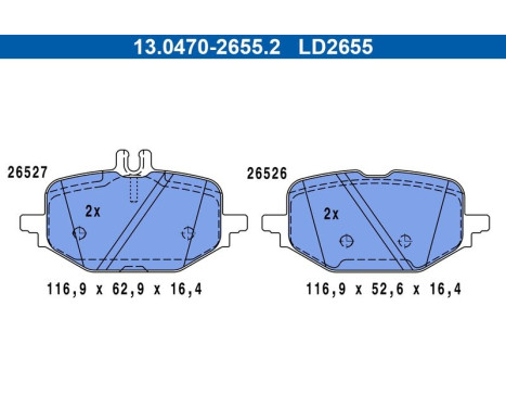 Brake pad set, disc brake 13.0470-2655.2 ATE