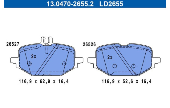 Brake pad set, disc brake 13.0470-2655.2 ATE