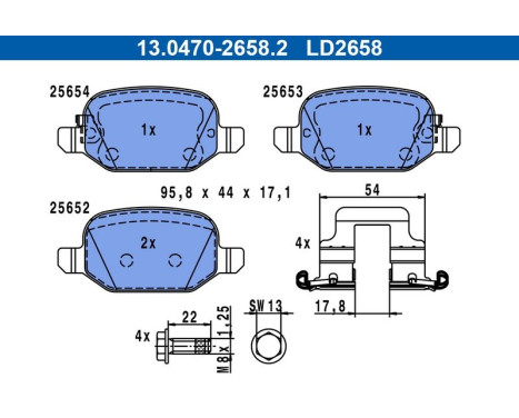Brake pad set, disc brake 13.0470-2658.2 ATE