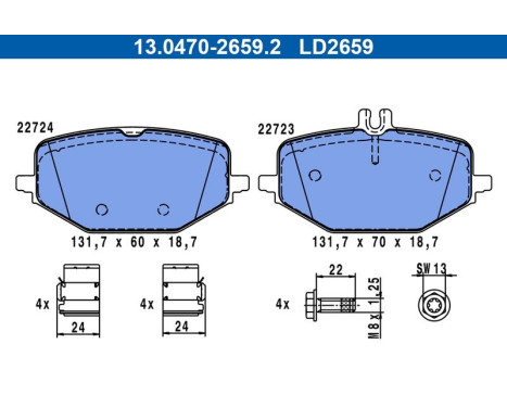 Brake pad set, disc brake 13.0470-2659.2 ATE