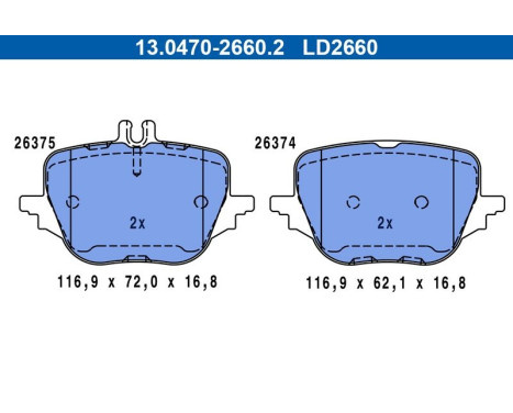 Brake pad set, disc brake 13.0470-2660.2 ATE