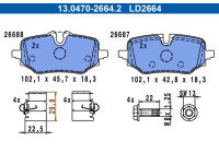 Brake pad set, disc brake 13.0470-2664.2 ATE