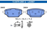 Brake pad set, disc brake 13.0470-2667.2 ATE