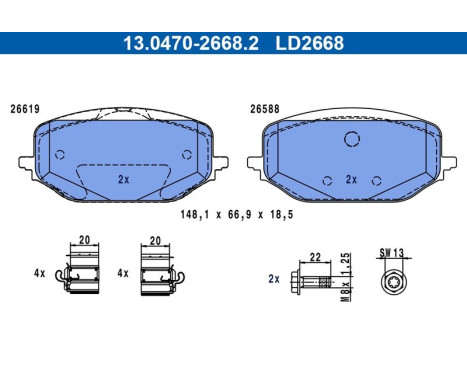 Brake pad set, disc brake 13.0470-2668.2 ATE