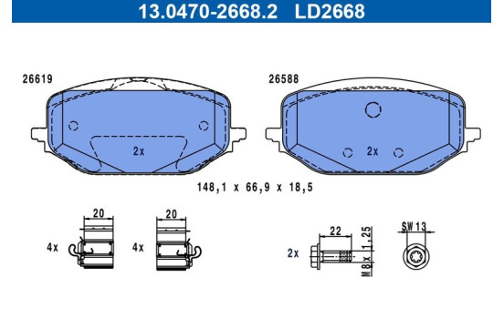 Brake pad set, disc brake 13.0470-2668.2 ATE