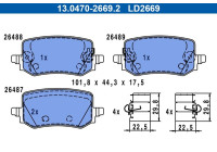 Brake pad set, disc brake 13.0470-2669.2 ATE