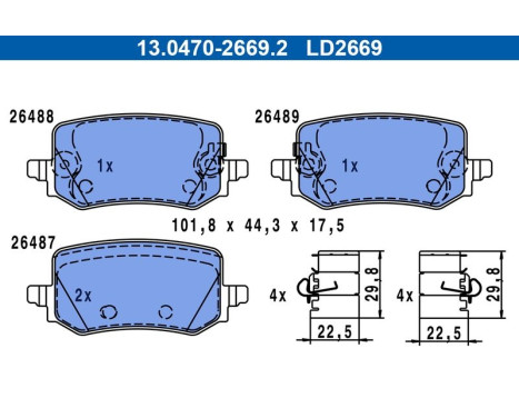 Brake pad set, disc brake 13.0470-2669.2 ATE