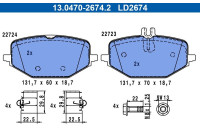 Brake pad set, disc brake 13.0470-2674.2 ATE