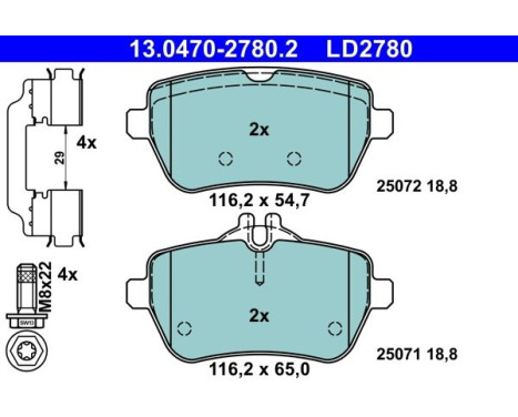 Brake pad set, disc brake 13.0470-2780.2 ATE
