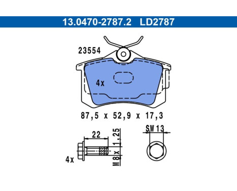 Brake pad set, disc brake 13.0470-2787.2 ATE