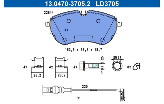 Brake pad set, disc brake 13.0470-3705.2 ATE