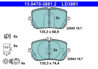 Brake pad set, disc brake 13.0470-3881.2 ATE
