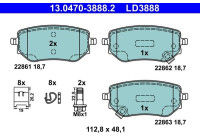 Brake pad set, disc brake 13.0470-3888.2 ATE