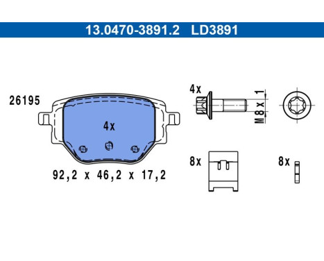 Brake pad set, disc brake 13.0470-3891.2 ATE