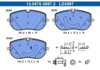 Brake pad set, disc brake 13.0470-3897.2 ATE