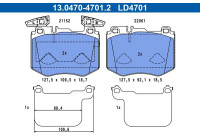 Brake pad set, disc brake 13.0470-4701.2 ATE