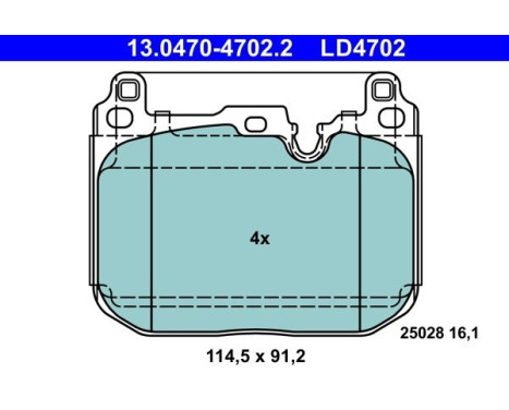 Brake pad set, disc brake 13.0470-4702.2 ATE