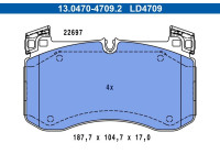 Brake pad set, disc brake 13.0470-4709.2 ATE