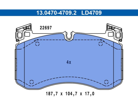 Brake pad set, disc brake 13.0470-4709.2 ATE