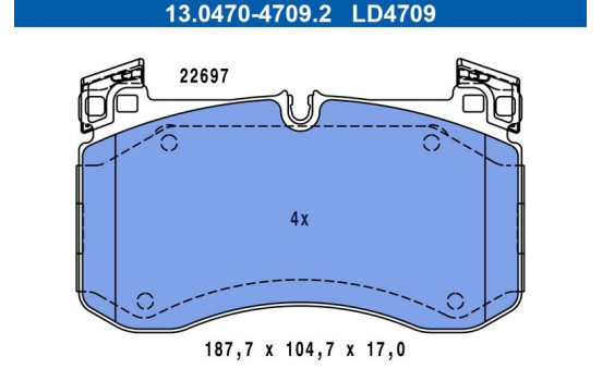 Brake pad set, disc brake 13.0470-4709.2 ATE