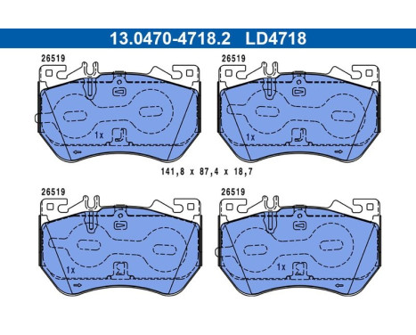 Brake pad set, disc brake 13.0470-4718.2 ATE