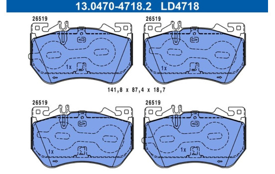 Brake pad set, disc brake 13.0470-4718.2 ATE
