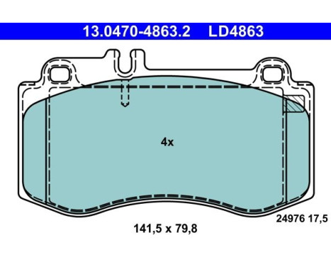 Brake pad set, disc brake 13.0470-4863.2 ATE