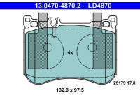 Brake pad set, disc brake 13.0470-4870.2 ATE