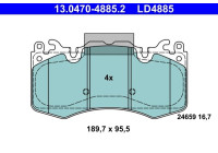 Brake pad set, disc brake 13.0470-4885.2 ATE