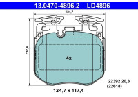 Brake pad set, disc brake 13.0470-4896.2 ATE
