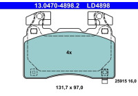 Brake pad set, disc brake 13.0470-4898.2 ATE