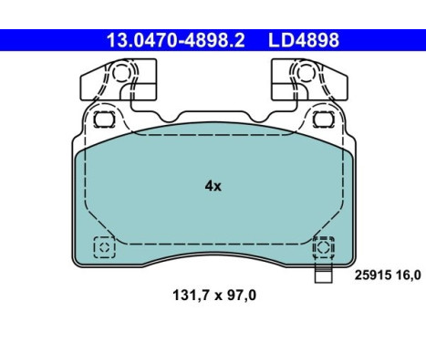 Brake pad set, disc brake 13.0470-4898.2 ATE